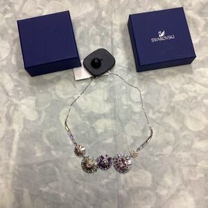 Swarovski Silver Necklace with Purple and Clear Crystals